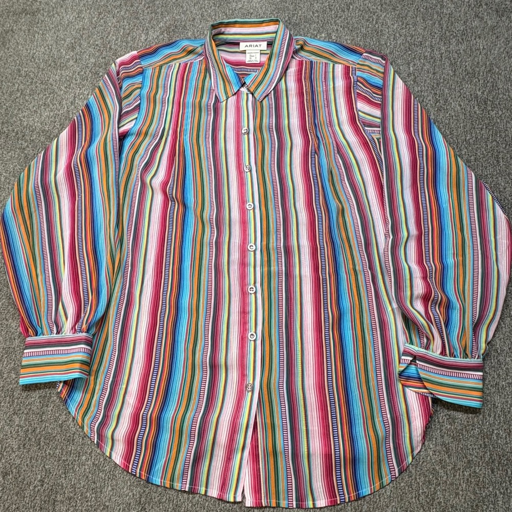 Ariat Naran Shirt Womens Large‎ Multicolor Striped Button Down Long Sleeve